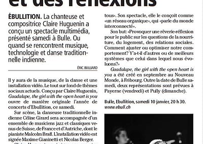 Publication d'image de Guadalupe (Céline Girard) dans La Gruyère, 08.01.2015