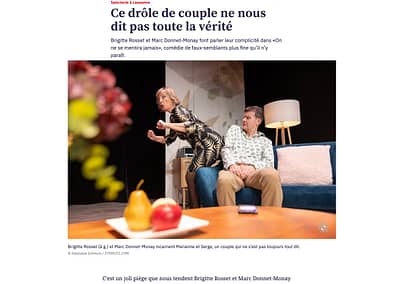 Article 24 Heures Brigitte Rosset Marc Donnet Monay On ne se mentira jamais Théâtre Boulimie par STEMUTZ